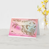 Een vrolijke kerst  retro kerst Kaart (Gele Bloem)