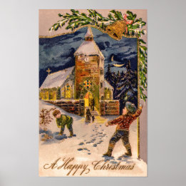 Een vrolijke kerst Vintage Poster