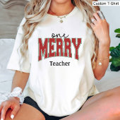 Eén vrolijke kerst voor leraren Naam Elegant wit T-shirt