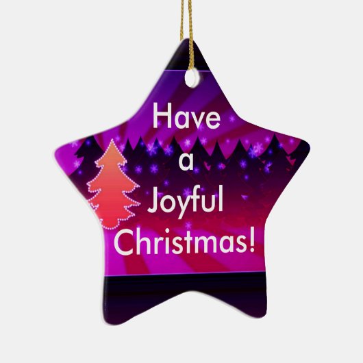 Een vrolijke kerstbomen Paarse versiering hebben Keramisch Ornament (Rechts)