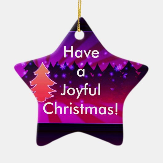 Een vrolijke kerstbomen Paarse versiering hebben Keramisch Ornament (Voorkant)