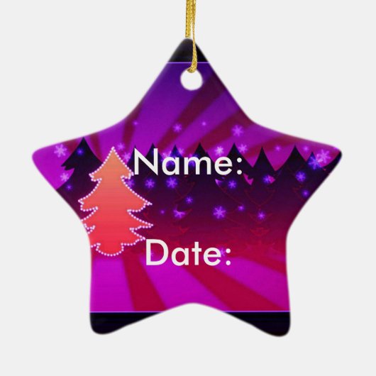 Een vrolijke kerstbomen Paarse versiering hebben Keramisch Ornament (Achterkant)