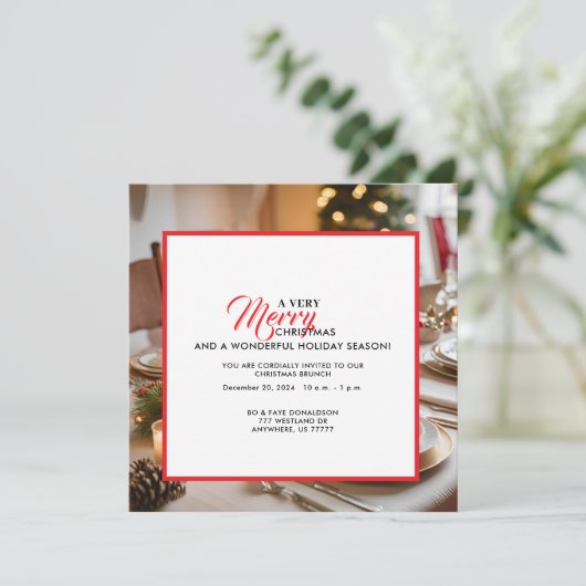 EEN VROLIJKE KERSTBRUNCH FEESTDAGENKAART (Staand voorkant)