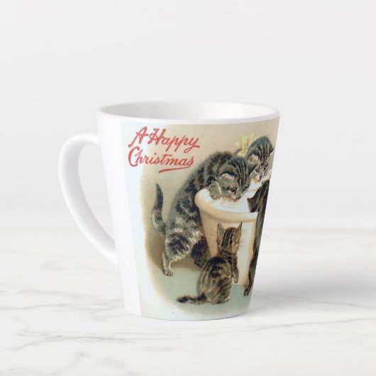 Een vrolijke kerstfeest  kat latte Mok (Linkerhoek)