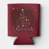 Een vrolijke kerstgroet met vrolijke groet op rood blikjeskoeler (Voorkant)