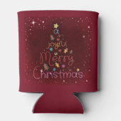 Een vrolijke kerstgroet met vrolijke groet op rood blikjeskoeler (Achterkant)