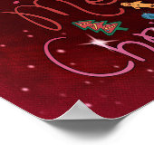 Een vrolijke kerstgroet met vrolijke groet op rood poster (Hoek)