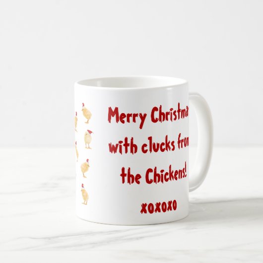 Een vrolijke kerstkippen Mok! Koffiemok (Voorkant rechts)