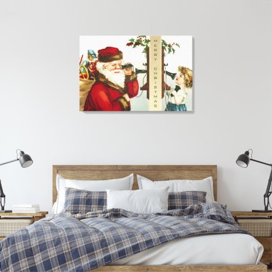 Een vrolijke Kerstman door Ellen Clapsaddle Canvas Afdruk (Insitu (Slaapkamer))