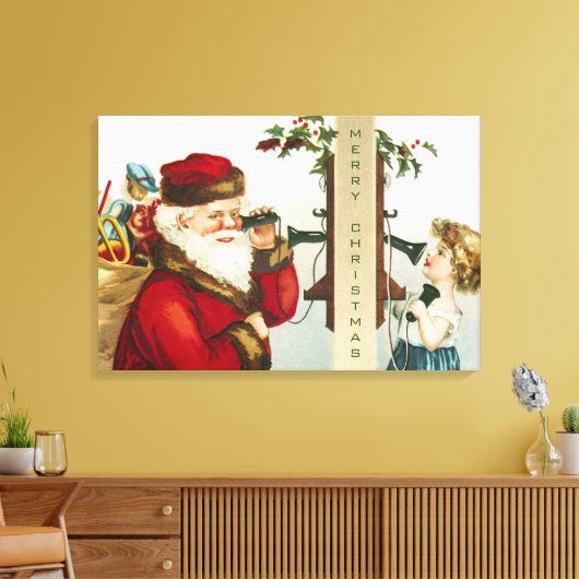 Een vrolijke Kerstman door Ellen Clapsaddle Canvas Afdruk (Insitu (Woonkamer))