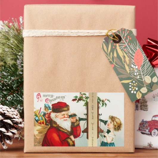 Een vrolijke Kerstman door Ellen Clapsaddle Rechthoekige Sticker (Feestdagen)