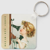 Een vrolijke Kerstman door Ellen Clapsaddle Sleutelhanger (Achterkant)