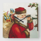 Een vrolijke Kerstman door Ellen Clapsaddle Vierkante Klok (Voorkant)
