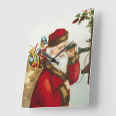 Een vrolijke Kerstman door Ellen Clapsaddle Vierkante Klok (Hoek)