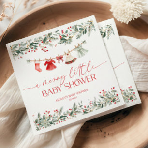 Een vrolijke kleine baby shower Kerst baby shower Servet