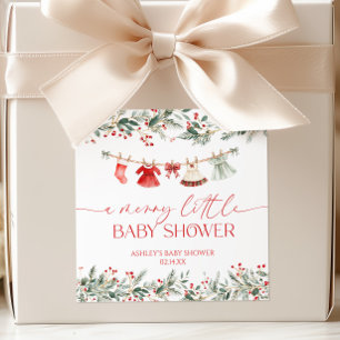 Een vrolijke kleine baby shower Kerst baby shower Vierkante Sticker