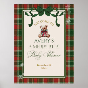 Een vrolijke kleine baby shower teddybeer Kerstmis Poster