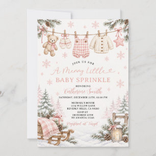 Een vrolijke kleine babyfeest roze winter kaart