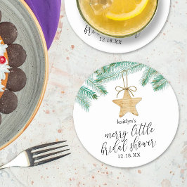 Een vrolijke kleine bruids douche ronde kartonnen onderzetter