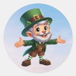 Een vrolijke kleine kabouter op St. Patrick's Day Ronde Sticker