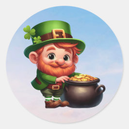 Een vrolijke kleine kabouter op St. Patrick's Day Ronde Sticker
