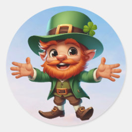 Een vrolijke kleine kabouter op St. Patrick's Day Ronde Sticker