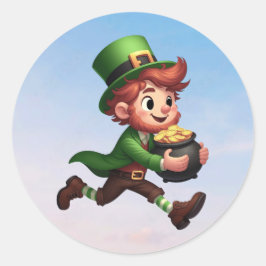 Een vrolijke kleine kabouter op St. Patrick's Day Ronde Sticker