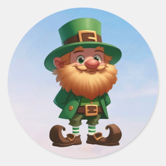 Een vrolijke kleine kabouter op St. Patrick's Day Ronde Sticker (Voorkant)