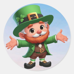 Een vrolijke kleine kabouter op St. Patrick's Day Ronde Sticker