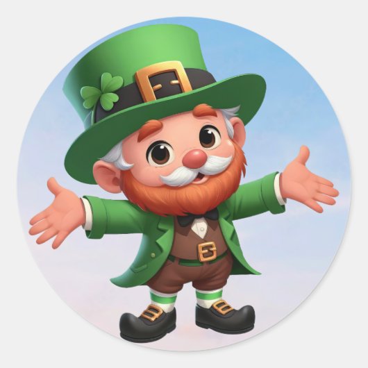 Een vrolijke kleine kabouter op St. Patrick's Day Ronde Sticker (Voorkant)