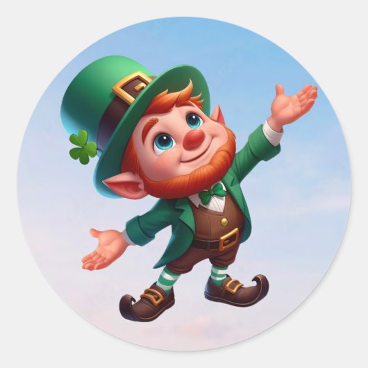 Een vrolijke kleine kabouter op St. Patrick's Day Ronde Sticker (Voorkant)