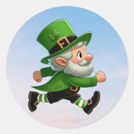 Een vrolijke kleine kabouter op St. Patrick's Day Ronde Sticker