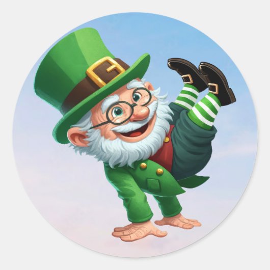 Een vrolijke kleine kabouter op St. Patrick's Day Ronde Sticker (Voorkant)