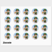 Een vrolijke kleine kabouter op St. Patrick's Day Ronde Sticker (Vel)
