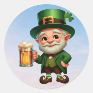 Een vrolijke kleine kabouter op St. Patrick's Day Ronde Sticker