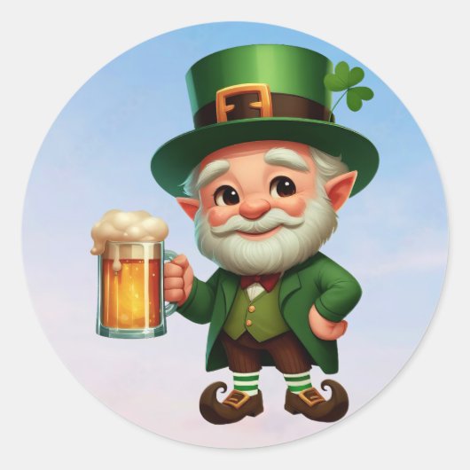 Een vrolijke kleine kabouter op St. Patrick's Day Ronde Sticker (Voorkant)