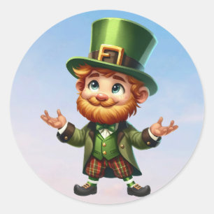 Een vrolijke kleine kabouter op St. Patrick's Day Ronde Sticker