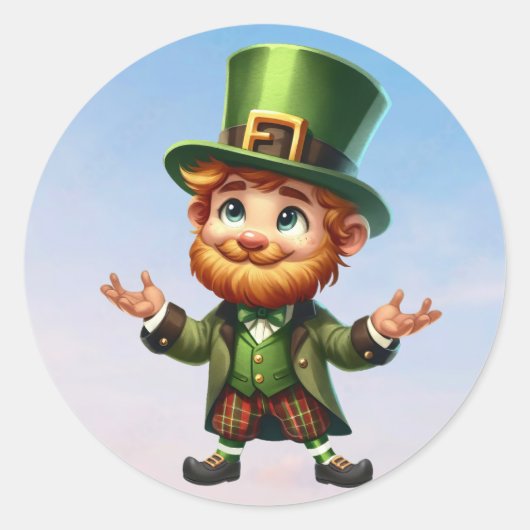 Een vrolijke kleine kabouter op St. Patrick's Day Ronde Sticker (Voorkant)