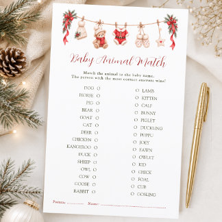 Een vrolijke kleine kerst baby shower dier match