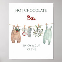 Een vrolijke kleine kerst kleren warme chocolade b