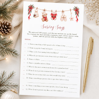 Een vrolijke kleine Kerstman Baby Shower enquête z