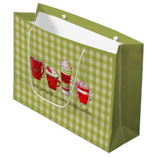 Een vrolijke kleine koffie Olive Green Christmas P Groot Cadeauzakje