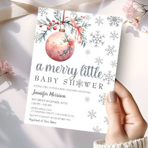 Een vrolijke kleine meid winter baby shower uitnod kaart