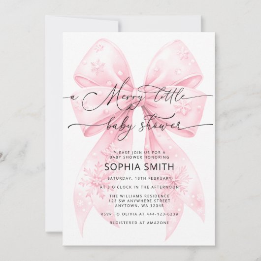 Een vrolijke kleine winter blush roze boog Baby sh Kaart (Voorkant)