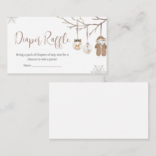 Een vrolijke kleine winter kerst luier Raffle Informatiekaartje (Voorkant / Achterkant)