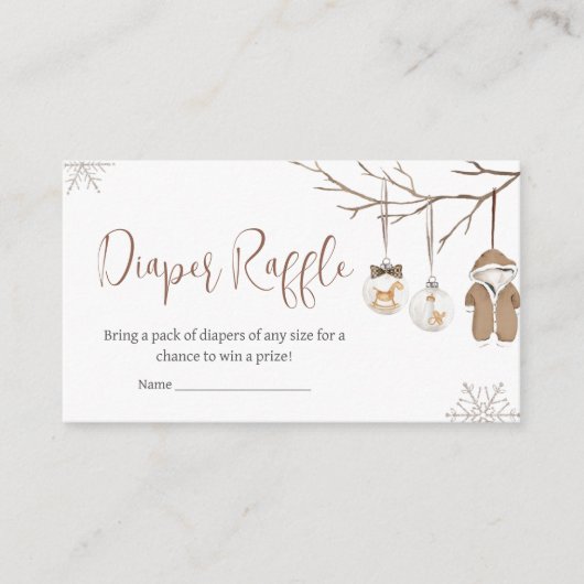 Een vrolijke kleine winter kerst luier Raffle Informatiekaartje (Voorkant)