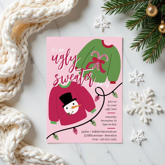Een vrolijke lelijke trui kerstfeest uitnodiging