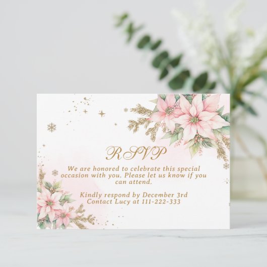 Een vrolijke Little Baby Shower Blush Winter RSVP  Bedankkaart (Staand voorkant)