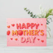 Een vrolijke Moederdag met harten Bedankkaart (Staand voorkant)