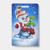 Een vrolijke sneeuwman badge (Achterkant)